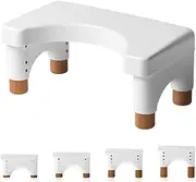 Toilet Stool,Poop Stool Adult for Bathroom Toilet Stool Squat Adult (White, Beechwood Feet), TS001-1