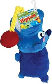 Hasbro Hungry Hungry Hippos Squeak and Tug Plush Dog Toy, 17-Inch Durable Toy for Dogs, Blue/Yellow/Red