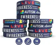 [Inkstone] (12-Pack) Autism Awareness Bracelets - Wholesale Bulk Pack of 1 Dozen Silicone Wristbands in Adult Unisex Size