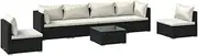 vidaXL Garden Lounge Set 7 Piece with Cushions Outdoor Patio Backyard Terrace Corner Middle Sofa End Table Furniture Poly Rattan Black