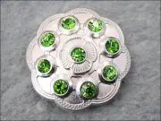 31HS Set Of 32 Western Screw Back Concho Green Crystal Floral Bling Cowgirl