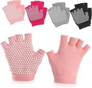 GANAZONO 4 Pairs Slip Yoga Gloves for Women No Finger Design for Flexible Movement Durable Hand Protector Gloves for Fitness Dance and Training Grey