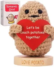 Gift for Couples - Positive Potato Crochet Doll Holding 30 Romantic For Women