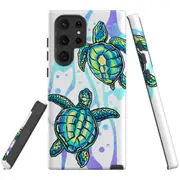 For Samsung Galaxy S22 Ultra Case Tough Protective Cover Swimming Turtles