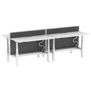 Stilford S2 4 Person Sit Stand Desk 1500mm White/White/Grey
