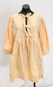 ASOS Women's Bow Tie Front Mini Smock Dress BL1 Peach Fuzz US: 12 UK: 16 NWT