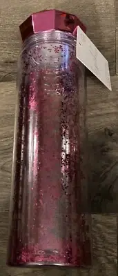 Tupperware New Eco Water Bottle 17oz Medium Sparkle w Pink Diamond Cap Screw Top