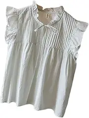 [Tadill] Cute Shirt Comfortable Sleeveless Top for Shopping Street Travel Vacation Beach, Light Blue, as described