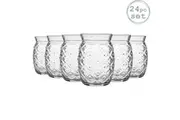 Bormioli Rocco 24 Piece Sour Pineapple Cocktail Glasses Set - Decorative Tropical Tiki Bar Drinking Tumblers - 455ml