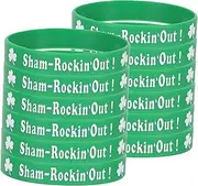 JUMPLAWN Shamrock Silicone Bracelets for Patrick Day Party Decorative Wristbands for Irish Festivities Comfortable Stretchy Design for Friends and Family