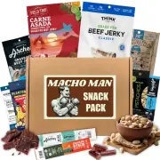 Macho Man Snack Pack Jerky Gift Box - High Protein Snacks for Men, Curated Beef