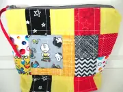 Small Handmade quilted travel or storage bag-Lucy & Charlie Brown