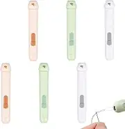 2 in 1 Needle Threader Seam Rippers with Needle Storage, Hand Sewing Automatic Stitch Remover Tool for Knitting Cross Stitch Sewing Crafting for Elderly, Compact and Portable 6 Pack