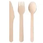 Wooden Cutlery Set Disposable Bamboo Wood Bulk Buy Forks Spoons Knives Party Eco