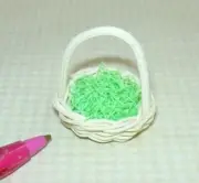 Miniature LIGHT Bamboo Easter Basket Filled w/Green Grass: DOLLHOUSE 1:12