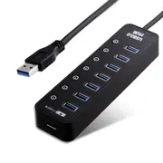 5Gbps Super Speed 7 Ports USB 3.0 HUB with On/Off Power Switch for Desktop Laptop PC Mac(Black)