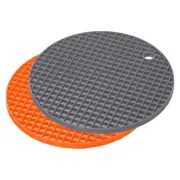 Silicone Trivet Mats 2pcs, Round Hot Pan Pads Hot Pot Holder - Orange, Deep Gray