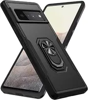 Compatible with Google Pixel 6 Pro, Hybrid Heavy Duty Armor Bumper Cover Case with Rotate Holder Kickstand and Magnetic Plate for Google Pixel 6 Pro