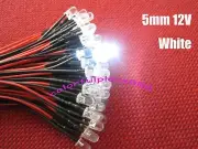 20pcs, 5mm White 9V 12V DC Pre-Wired Water Clear LED Bright Leds Light Bulb 20CM