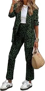 [Recious] Womens Sexy 2 Pieces Leopard Printed Blazer Jackets Bodycon Pants Party Clubwear Tracksuit Oufits Suit Set
