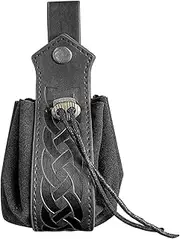 Leather Drawstring Bag, Leather Dice Bag - Advanced Material PU Leather Case with Drawstring, Vintage Jewelry Storage Bag, Coin Purse, black, Siehe Beschreibung, See description