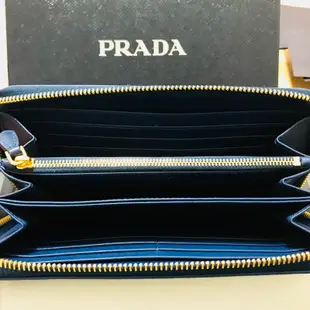 全新正品 Prada長夾 藍色 米蘭購回 1M0506 BLUETTE
