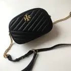 New Tory Burch Shoulder Bag Camera Kira Chevron Leather Black Small Dust Bag