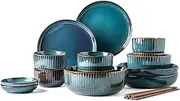 Nordic Style Starry Sky Series Dinnerware Sets Plate and Bowl Sets, Kitchen Creativity Ceramic Dish Set, Service for 6/8 Person, Dinner Plates, Salad/Pasta Bowl, Microwave Dishwasher Sa Beauty Comes