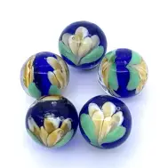 New for 2023 Yellow Crocus 16mm Art Glass Handmade Pk5 Player Marbles 5/8" Vacor