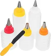 OKUMEYR Complete Baking Decor Kit 6pcs Household Dispensing Bottles for Icing Decoration Cake Tool Nozzles