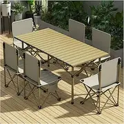Trestle Table, Camping Table, Picnic Table, BBQ Table, Heavy Duty Folding Table with 6 Chairs and Bags for Indoor Outdoor Party Folding Camping Table BBQ Picnic Table. 4ft (120cm)