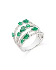 Bloomingdale's Fine Collection Emerald & Diamond Multirow Statement Ring in 14K White Gold