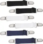 [Mozeat Lens] 6 Pcs Adjustable Hip Elastic Belt, Elastic Band for Sewing Pant Waist Tightener Pant Elastic Belt Clip Women Men Back Cinch for Jeans Pants Dresses, Black, Blue, White