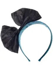 1980s Blue and Black Lace Bow Costume Headband