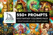 550+ Childrens Fantasy Midjourney Prompts VOL #1. Full Color and B&W Included