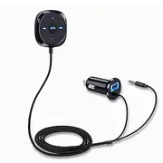Bluetooth Car Kit - Handsfree Speaker MP3 Wireless Receiver for Music Streaming and Calls, 3.5mm AUX 5V/2.1A USB Car Charger