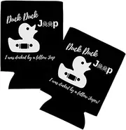 You’ve Been Ducked Duck Can Cooler | Bulk 20 Pack | Collapsible Foam Can Cozie Holder | Duck Duck Game | Attached to Rubber Duck Tags | Black with White Design