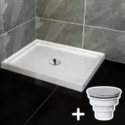 ELEGANT SHOWERS Rectangular Square Shower Screen Base Thickened Acrylic, 1000 x 800mm / Sliver (Chromed-plating)