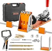 VEVOR Pocket Hole Jig Kit, 34 Pcs Pocket Hole Jig System with C-clamp, Fixture, Step Drills, Wrenches, Drill Stop Rings, Square Drive Bits, Toolbox, for DIY Carpentry Projects, Adjustable