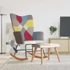 vidaXL Rocking Chair with a Stool Patchwork Fabric BMG