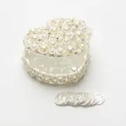 PEARL & RHINESTONE HEART-SHAPED ARRAS BOX WITH 13 COINS/TOKENS SET FOR WEDDING