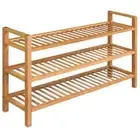3-Tier Shoe Rack Solid Oak Wood Shoes Storage Cabinet Shelf Hallway Organiser