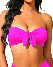 [Holipick] Bandeau Bikini Top for Women Strapless Swimsuit Tops Only Bathing Suit Tops with Shoulder Straps