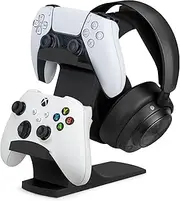 The Gravitas - Headphone Stand & Game Controller Holder for Desk - Universal Design for All Types of Headsets & Gamepads (Black)
