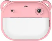 Byttlerom 1080P Children Print Camera Dual Camera 240MP One-Touch Printable Camera with 2 Rolls of 57x25mm Print Paper Pink