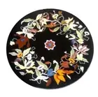 18" Unique Design black marble side coffee Table Top inlay Kitchen round Table
