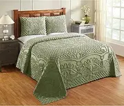 Better Trends Trevor Collection is Super Soft and Light Weight in Medallion Design 100% Cotton Tufted Unique Luxurious Machine Washable Tumble Dry, Queen Bedspread Set, Sage