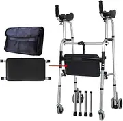 Walker,Standard Walking Frames 4 Wheel Rolling Walker with Wheels, Seat, and Bag - Folding Rollator Walker for Seniors- Walking Aids Lightweight Aluminum Supports up to 440 lbs Little Surprise