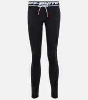 [Off-White] Off-White Logo-jacquard low-rise leggings AU 4 black