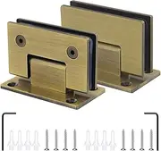Glass Door Hinge,Bathroom Clamp,Pivot Hinges,2 Pack 304 Stainless Steel Glass Door Hinges, Bronze 90° Swing Door Shower Hinges, 8-12mm Two-Way Bathroom Glass Clamp
